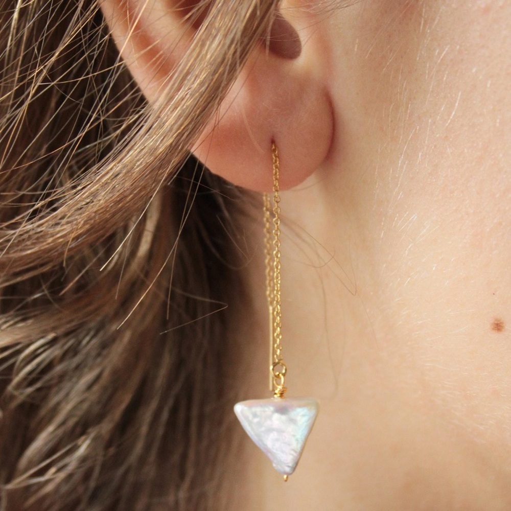 Elegant Gold and White Dangle Earrings